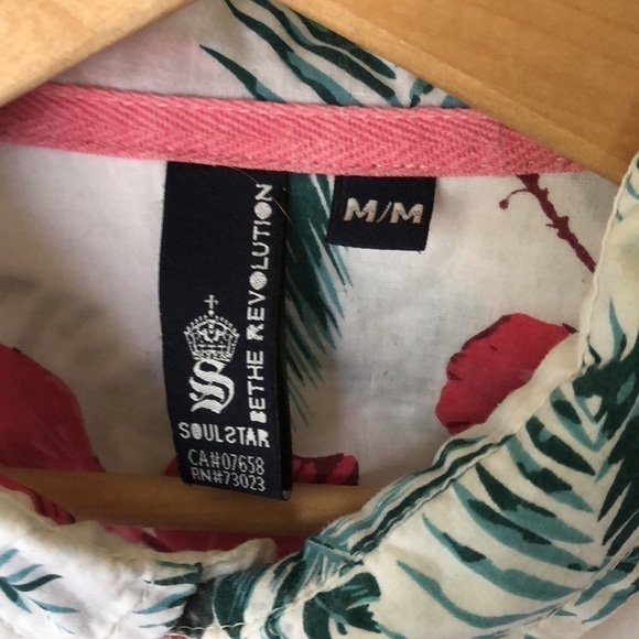 SOUL Star floral patterned light short sleeve cotton button down - Picture 2 of 7